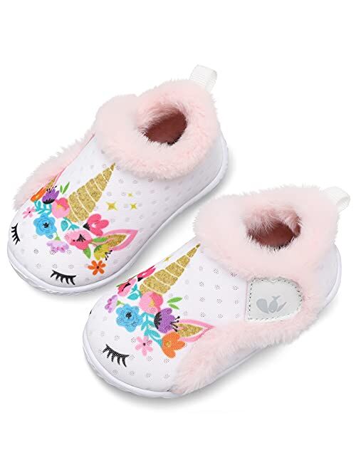 JIASUQI Kids Girls Boys Winter Warm Cozy Plush House Slippers Shoes Toddlers Fur Walking Shoes