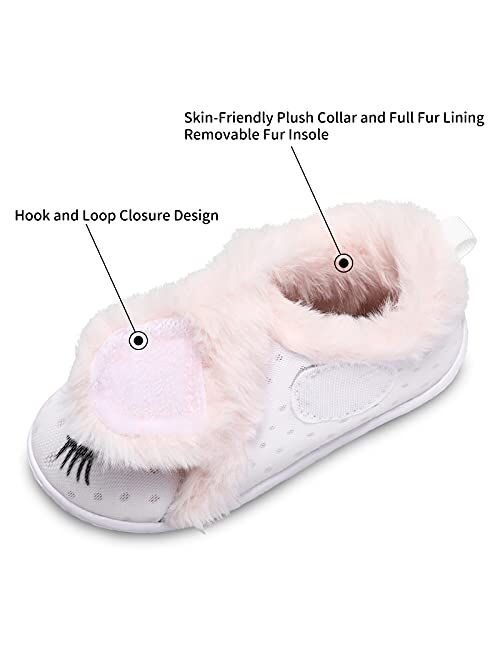 JIASUQI Kids Girls Boys Winter Warm Cozy Plush House Slippers Shoes Toddlers Fur Walking Shoes