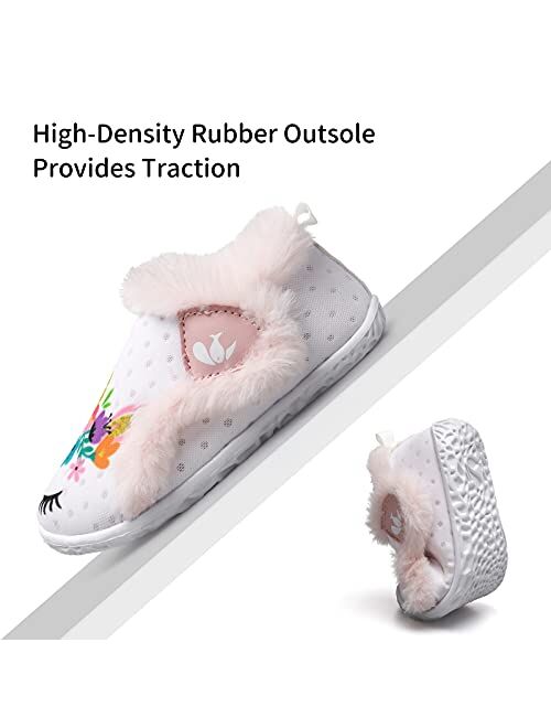 JIASUQI Kids Girls Boys Winter Warm Cozy Plush House Slippers Shoes Toddlers Fur Walking Shoes