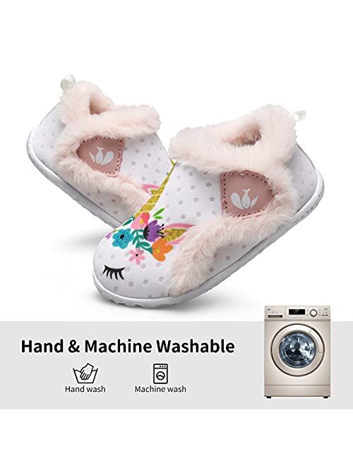 JIASUQI Kids Girls Boys Winter Warm Cozy Plush House Slippers Shoes Toddlers Fur Walking Shoes