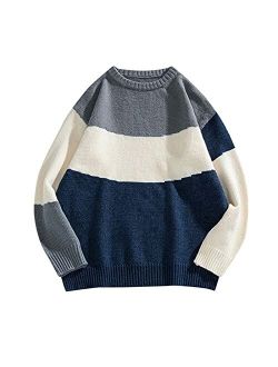 JUNGE Crewneck Contrast, Crewneck Sweaters Checked Knitwear, Sweaters Oversized Pullover Clothing, Standard Crewneck Sweater