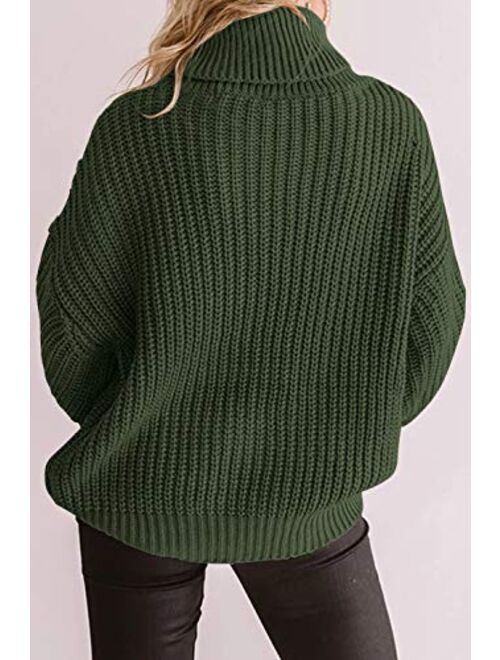 ZESICA Women's Long Sleeve Turtleneck Chunky Knit Loose Oversized Sweater Pullover Jumper Tops