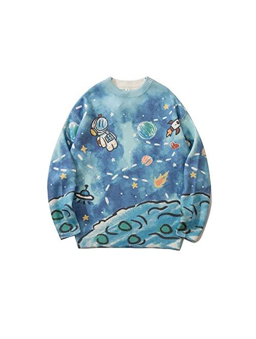 Vintage Sweater Youth Mens Grassland Cow Knitted Pullover Oversize Women Casual Harajuku Clothes