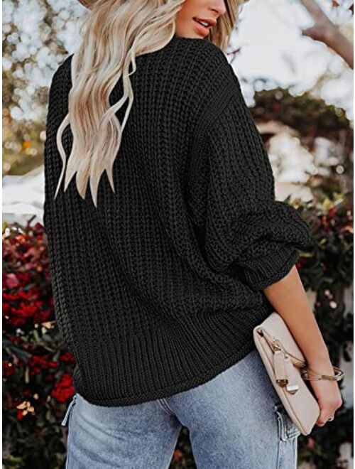 ANRABESS Women's Turtleneck Oversized Sweaters Batwing Long Sleeve Pullover Loose Chunky Knit Tops