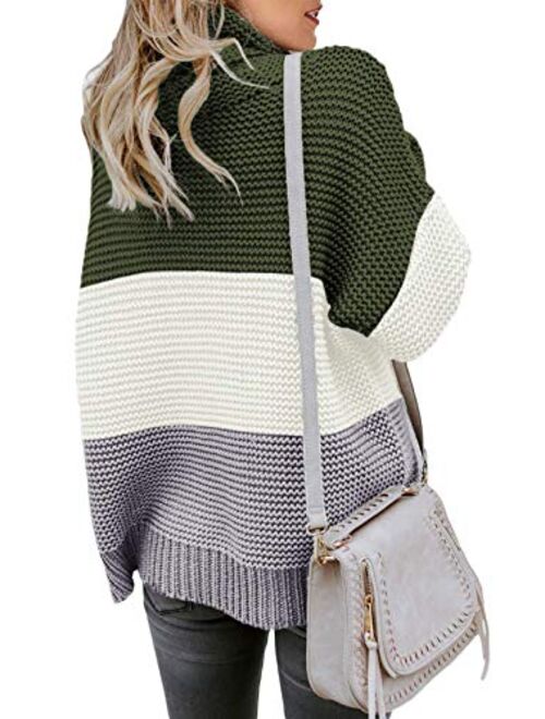 Womens Casual Turtleneck Long Sleeve Chunky Knit Pullover Sweater Jumper Tops