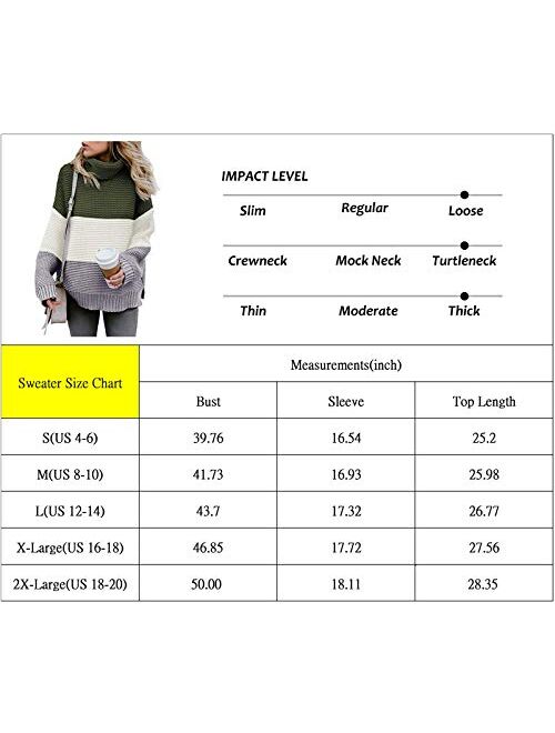 Womens Casual Turtleneck Long Sleeve Chunky Knit Pullover Sweater Jumper Tops