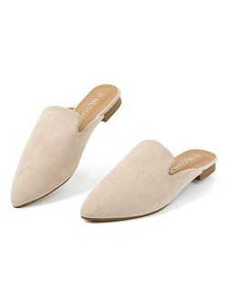 MUSSHOE Mules for Women Slip On Comfortable Pointed Toe Womens Loafers Women's Flats for Women's Mules & Clogs