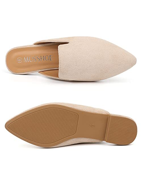 MUSSHOE Mules for Women Slip On Comfortable Pointed Toe Womens Loafers Women's Flats for Women's Mules & Clogs