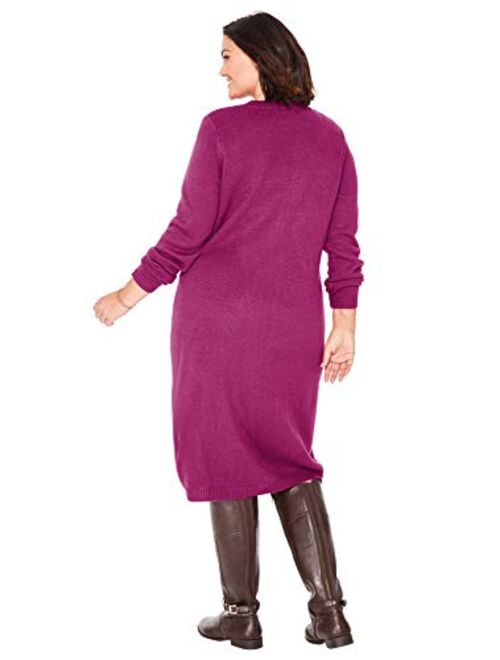 Woman Within Women's Plus Size Cable Knit Sweater Dress