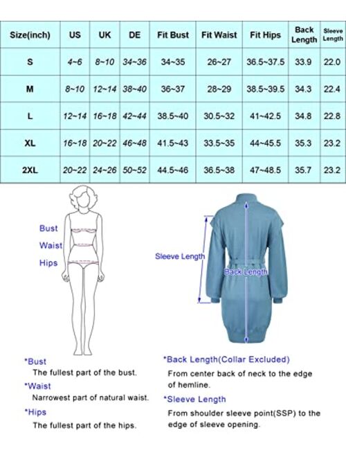 GRACE KARIN Women's Turtleneck Long Sleeve Elasticity Knit Bodycon Mini Sweater Dress with Belt