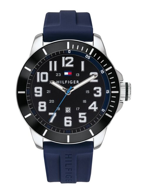 Tommy Hilfiger Men's Blue Silicone Strap Watch 46mm, Created for Macy's