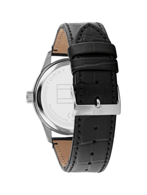 Tommy Hilfiger Men's Black Leather Strap Watch 42mm