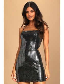 Absolute Attraction Silver Sequin Cutout Back Bodycon Dress