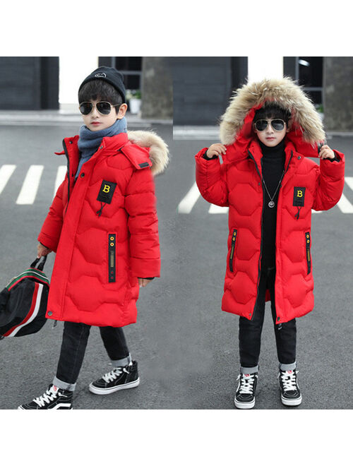 -30 Degree Boys Winter Jacket 2021 New Children's Foreign Style Padded Clothes 12 Year Hooded Coat Thicken Outerwear Kids Parka