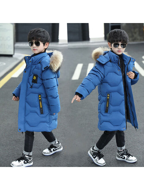 -30 Degree Boys Winter Jacket 2021 New Children's Foreign Style Padded Clothes 12 Year Hooded Coat Thicken Outerwear Kids Parka