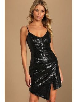 Disco Nights Black Sequin Bodycon Mini Dress