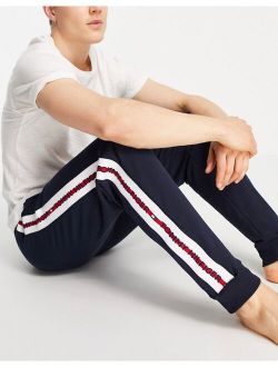 Sweatpants With Logo Side Contrast Taping in Navy
