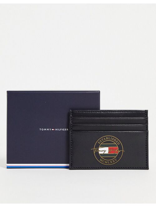 Tommy Hilfiger leather cardholder with signature logo in black
