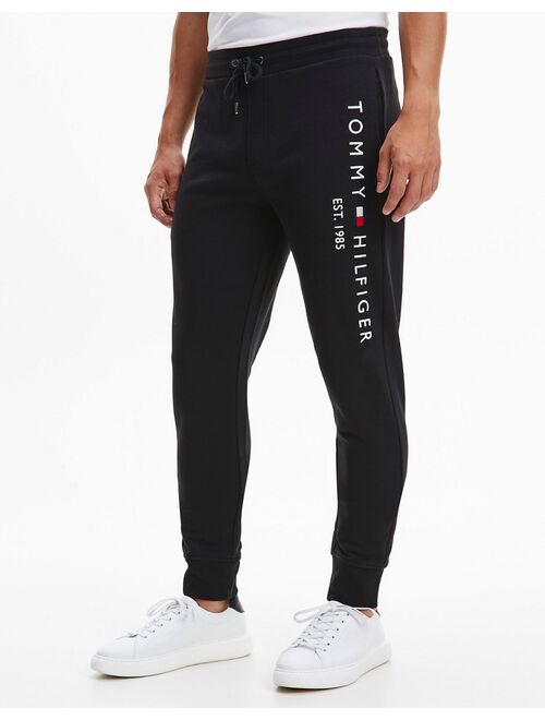 Tommy Hilfiger leg logo cuffed sweatpants in black