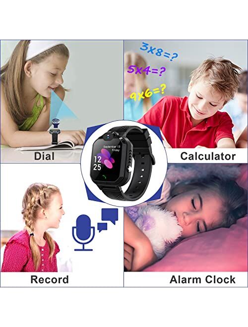 Kids Smart Watch for Boys Girls - Smart Watch for Kids with Call 8 Games Music Player Camera SOS Alarm Clock Calculator 12/24 hr Touch Screen for Kids Age 4-12 Birthday E