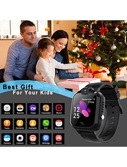 Kids Smart Watch for Boys Girls - Smart Watch for Kids with Call 8 Games Music Player Camera SOS Alarm Clock Calculator 12/24 hr Touch Screen for Kids Age 4-12 Birthday E