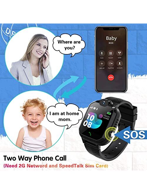 Phyulls Smart Watch for Kids Ages 3-12 Years, Kids Phone Smartwatch Waterproof with SOS Call Camera Games Recorder Alarm Music Player Christmas Birthday Gifts Toys for Bo
