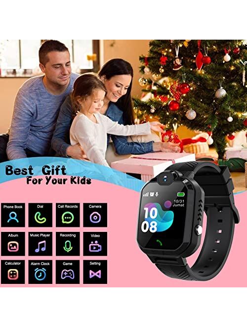 Phyulls Smart Watch for Kids Ages 3-12 Years, Kids Phone Smartwatch Waterproof with SOS Call Camera Games Recorder Alarm Music Player Christmas Birthday Gifts Toys for Bo