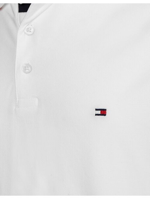 Tommy Hilfiger collar and cuff logo slim fit polo in white