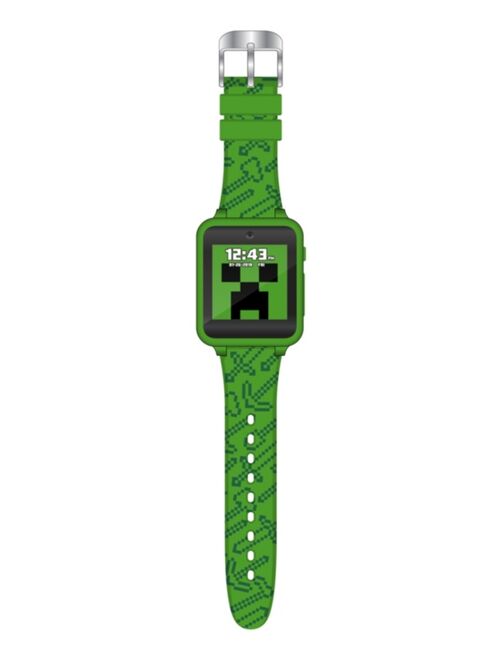 Accutime Minecraft Kid's Touch Screen Green Silicone Strap Smart Watch, 46mm x 41mm