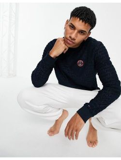 lounge sweatshirt terrycloth with tennis logo in navy