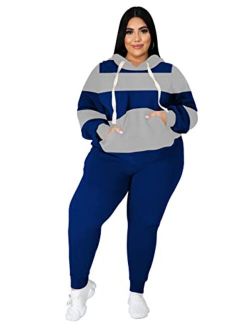 Tycorwd Women's Plus Size Two Piece Outfits Sweatsuits Sets Long Sleeve Loungewear Tracksuit Sets