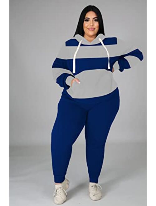 Tycorwd Women's Plus Size Two Piece Outfits Sweatsuits Sets Long Sleeve Loungewear Tracksuit Sets