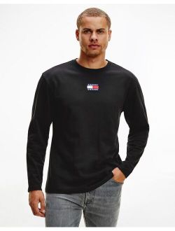 Tommy Jeans center flag logo long sleeve t-shirt in black