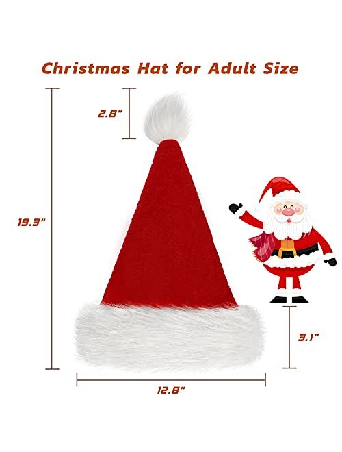 Christmas Hat, Santa Hat, Xmas Holiday Hat for Unisex Adults, Extra Thicken Classic Fur for New Year Festival Party Supplies