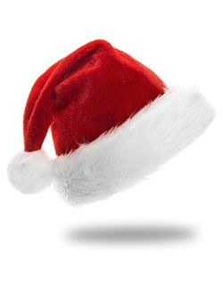Christmas Santa Hat Red Xmas Unisex Hats Adults Velvet Fabric Santa Hat New Year Festive Holiday Party Supplies