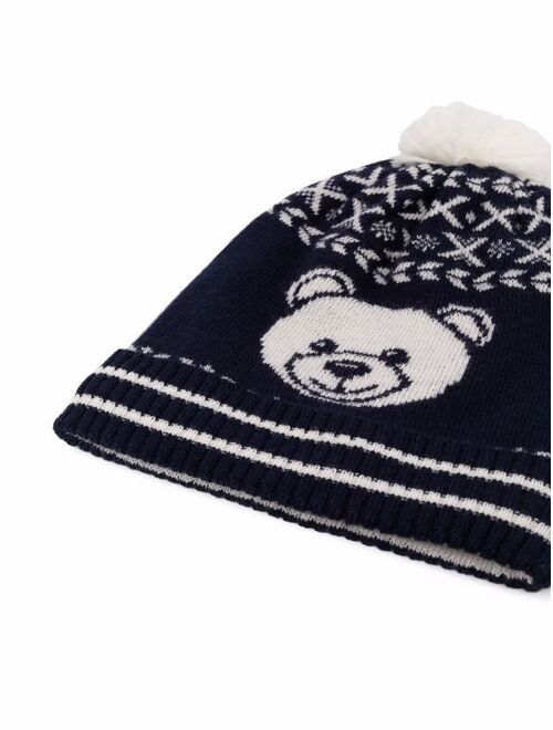Moschino Teddy Bear knit pom-pom hat