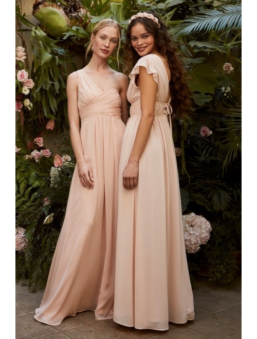 Lulus Always Enamored Blush Pink One-Shoulder Maxi Dress