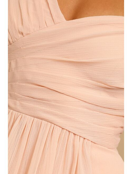 Lulus Always Enamored Blush Pink One-Shoulder Maxi Dress