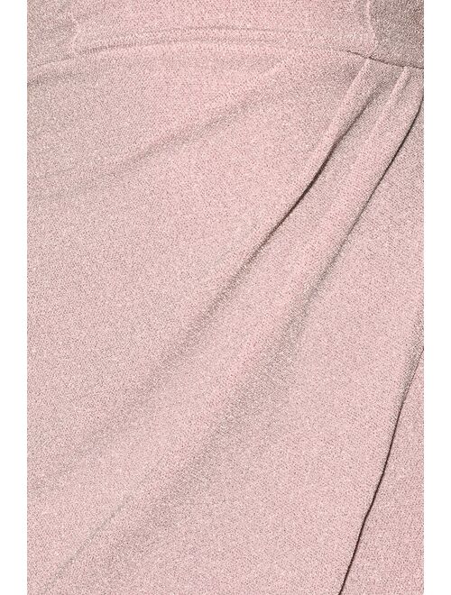 Lulus Forever Your Girl Metallic Blush Pink Bodycon Tulip Dress