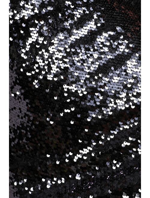 Lulus Glam Party Charcoal Grey Sequin Bodycon Mini Dress