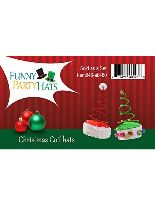 Funny Party Hats Santa Hat - Elf Hat - Christmas Tree Hat - Antler Headband - (2 Pc)