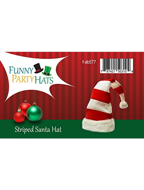 Funny Party Hats Christmas Hats - Candy Holiday Theme Hats - Santa Hats (Red and White Santa Hats)