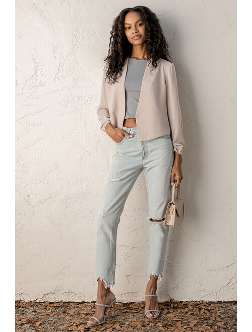 Lulus Business Diva Taupe Blazer