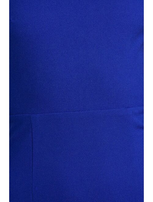 Lulus Shape the Night Cobalt Blue Asymmetrical Midi Dress