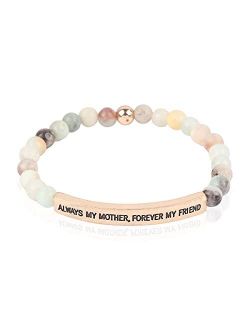 Inspirational Quote Message Prayer Beaded Bracelet - Christian Bible Cuff Blessed, Faith, Love, Hope Natural Stone Bead Stretch Bangle
