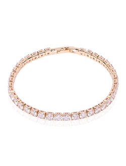 Sparkly Crystal Rhinestone Cubic Zirconia Bridal Bracelet - Pave Wedding Statement Cuff Bangle Adjustable Wrist Slide Tennis Bolo/Pearl Wrap Stack