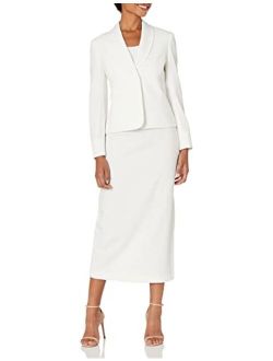 Women's Crepe Two Button Shawl Collar Jacket and Column Skirt