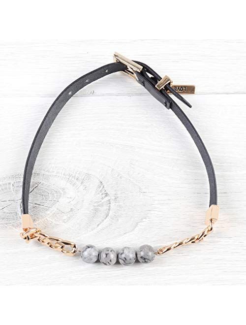 RIAH FASHION Bohemian Natural Semi Precious Stone Bead Bracelet - Healing Gem Chakra Prayer Friendship Cuff Bangle Faceted Jewel Charm
