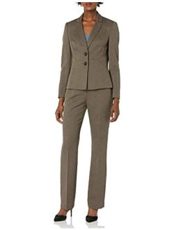 Women's Melange Herringbone Two Button Jacket with Symmetric Seaming and Kate Pant