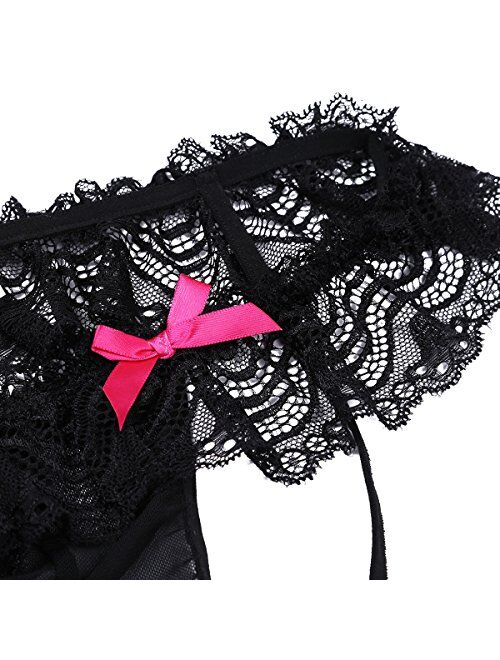 CHICTRY Men's See Through Mesh Lace Bowknot Sissy Jock Strap Underwear